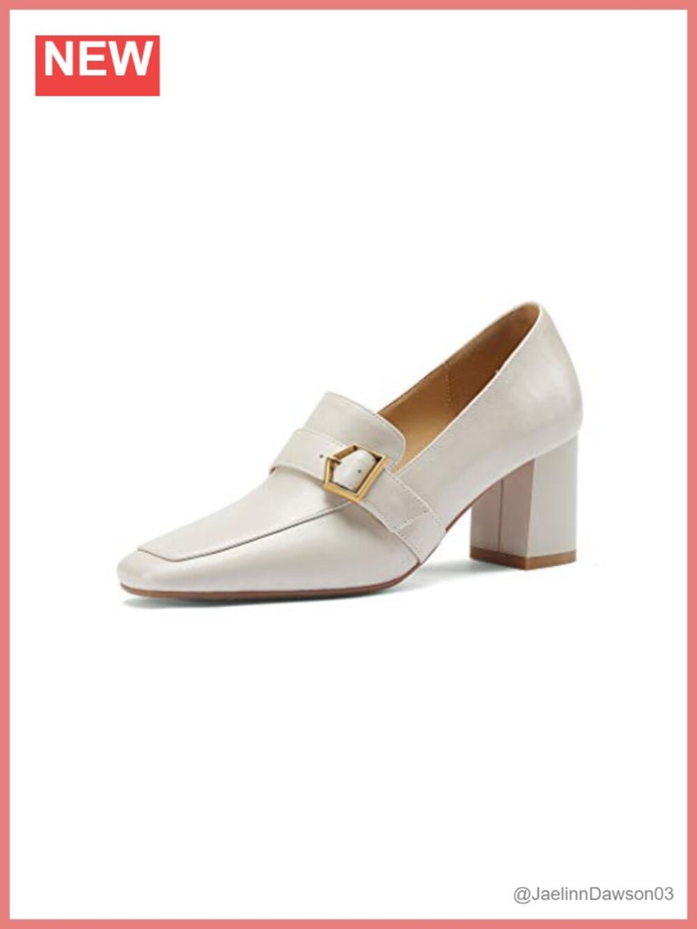 Genuine Leather Oxford Loafers Square Toe Mid Heel Slip-On Pumps